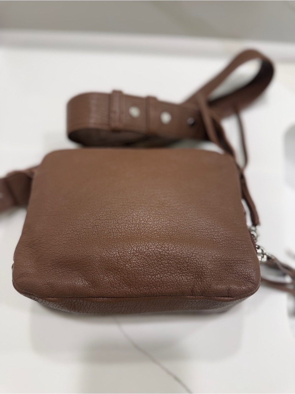 All Saints Tan-Brown Leather Messenger Bag - Picture 12 of 15